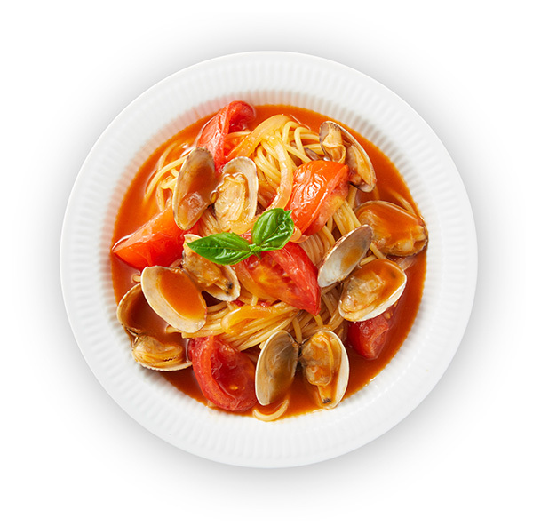あさりとトマトのスープパスタの完成イメージ