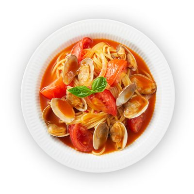 ピリ辛あさりトマト・スープパスタ